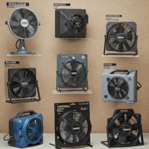  Visual showcasing some of the best-rated cooling fan options available for shop use.