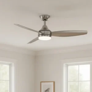 A low-profile 3-blade ceiling fan design, perfect for rooms with lower ceilings, maintaining a streamlined look.