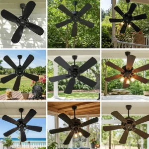 Collection of cool outdoor fans in various styles and designs for different outdoor spaces