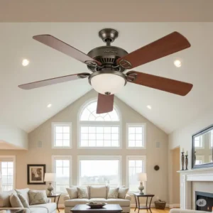 An attractive Craftmade ceiling fan enhancing the comfort and decor of a spacious living room.