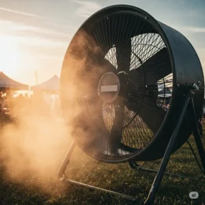 A powerful, large outdoor cooler fan designed for cooling larger outdoor spaces.