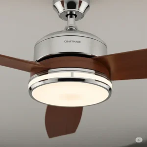 Sleek, contemporary Craftmade ceiling fan with integrated LED lighting, perfect for modern living spaces.