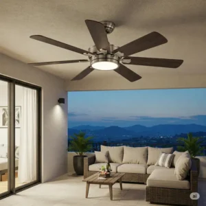 Illustration showcasing a cool outdoor ceiling fan installed on a porch