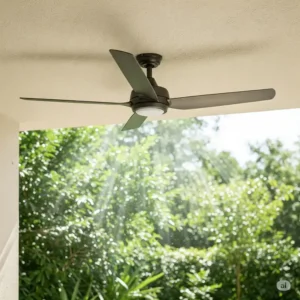 Diagram illustrating the powerful and cool airflow of an outdoor fan.