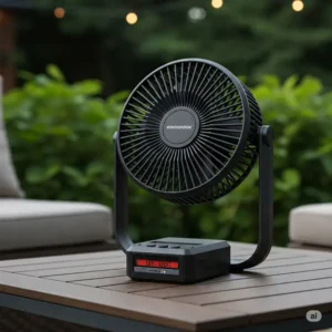 Digital drawing of a portable cool outdoor fan, ideal for decks and picnics