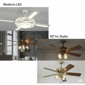 Collection of diverse styles for 60 inch ceiling fans, including modern, industrial, and traditional designs suitable for various home decors.