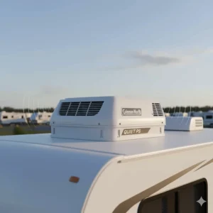 The Quiet Power Saver version of the Coleman Mach RV air conditioner is designed for lower amperage draw and quieter operation.