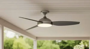 A sleek, low-profile 20-inch outdoor ceiling fan ideal for spaces with limited overhead clearance.
