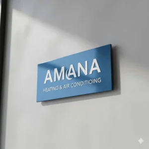 The official Amana brand logo, recognizable for its quality air conditioning and heating products.
