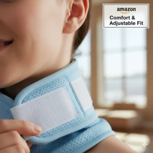 Detail of the breathable fabric and adjustable closure mechanism (like a snap or buckle) for a comfortable and secure fit of the cooling neck wrap from Amazon.