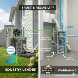 A Goodman 2 ton packaged air conditioner (rooftop unit) with a horizontal airflow configuration, commonly used for commercial or mobile home applications.
