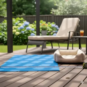 Visual comparison showing the ample size of a large cooling mat next to a standard dog bed.
