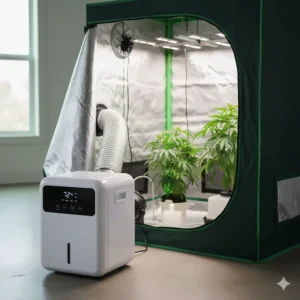 Compact portable air conditioner suitable for a medium-sized indoor grow tent.