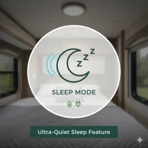 An icon representing the sleep mode or ultra-quiet setting on a quiet RV air conditioner for nighttime use.
