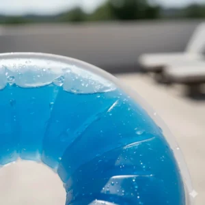 Close-up of the cooling gel neck wrap showing the flexible, durable material and non-toxic gel interior.