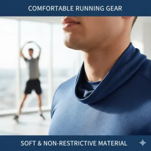 Image showing the soft, non-restrictive material of the neck wrap, ideal for comfortable running gear.