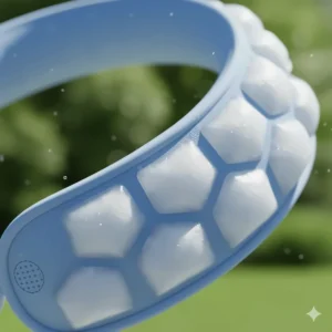 Close-up of a PCM (Phase Change Material) cooling neck wrap showing its innovative design.