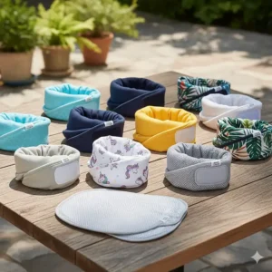 Display of various colors and styles of cooling neck wraps suitable for different preferences.