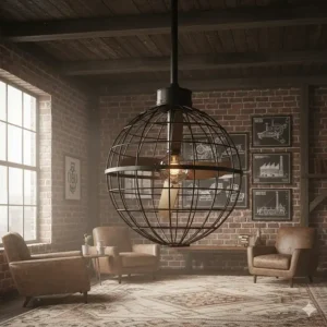 A striking designer unique ceiling fan with sleek, aerodynamic blades and integrated LED lighting, perfect for a modern living room or loft space.