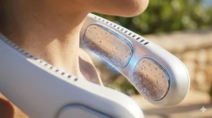 Close-up illustration showing how semiconductor cooling plates provide instant skin-contact chilling.