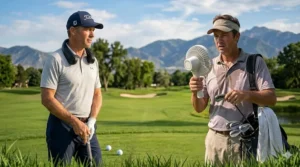 Icon showing USB-C fast charging compatibility for a portable golf neck fan.