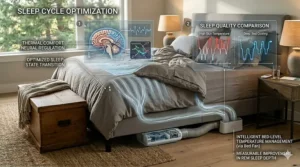 A visual representation of a deeper sleep cycle achieved by maintaining an optimal sleep temperature with a bed fan.