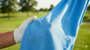 Macro shot of the cooling towel for golf fabric showing breathability.