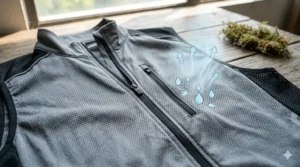 Diagram explaining how evaporative cooling technology works in a lightweight vest.