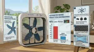 A technical breakdown of the advanced noise reduction engineering and acoustic optimization within the best box fan.