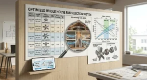 Size and CFM capacity chart for choosing the best whole house fan for your home.