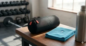 Portable carrying pouch for a cooling towel for gym bags.