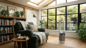 A portable air conditioner for sunroom layout providing supplemental cooling zone comfort.