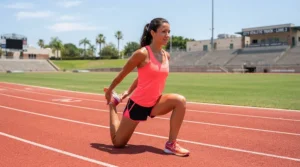 Runner training outdoors on a hot day wearing a sun-protective cooling skull cap