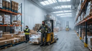 Advanced warehouse cooling solutions maintaining temperature control in a cold storage facility.