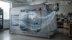 Complete ventilation layout featuring an inline fan for grow tent and ducting