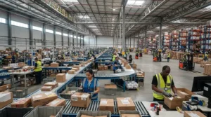 Comprehensive warehouse cooling solutions installed in a bustling American distribution center.